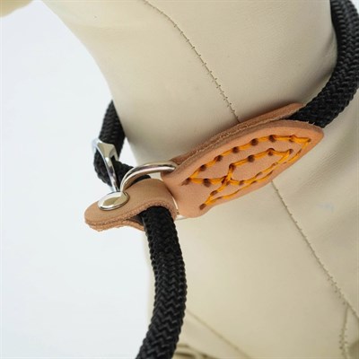 Поводок-удавка 145 см х 6 мм, полиэстер и натуральная кожа, черный - фото 2005109