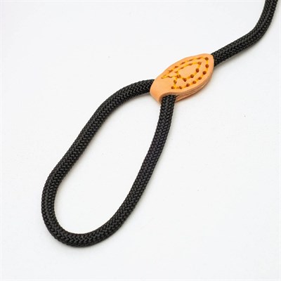 Поводок-удавка 145 см х 6 мм, полиэстер и натуральная кожа, черный - фото 2005110