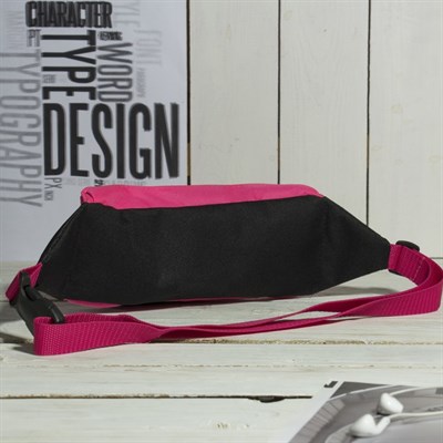Сумка поясная, отдел на молнии, наружный карман, цвет чёрный/розовый - фото 2005240