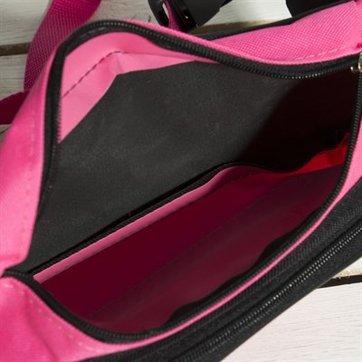 Сумка поясная, отдел на молнии, наружный карман, цвет чёрный/розовый - фото 2005241