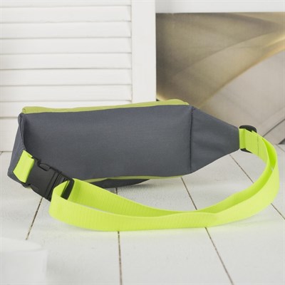 Сумка поясная, отдел на молнии, наружный карман, цвет зелёный/серый - фото 2005252