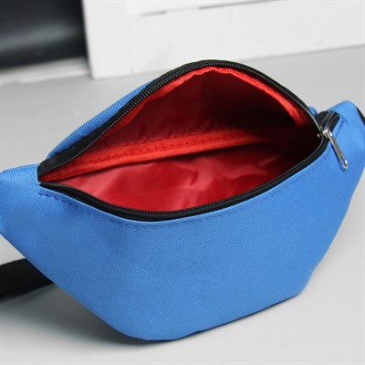 Сумка поясная, отдел на молнии, регулируемый ремень, цвет голубой - фото 2005276