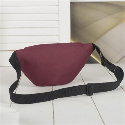 Сумка поясная, отдел на молнии, регулируемый ремень, цвет бордовый - фото 2005289