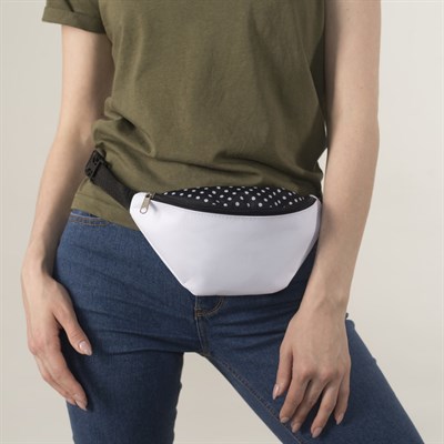 Сумка поясная, отдел на молнии, регулируемый ремень, цвет чёрный/белый - фото 2005299