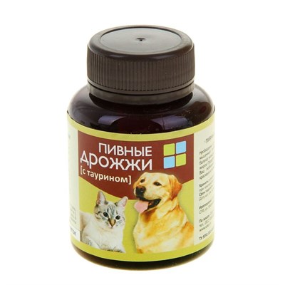 Пивные дрожжи с таурином для кошек и собак, 80 таб - фото 2009031