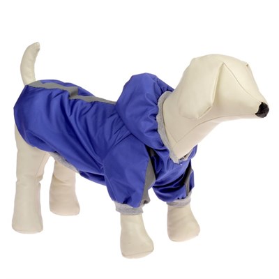 Куртка - ветровка для собак синяя, размер XS (ДС 18-20 см, ОШ 24 см, ОГ 27-30 см) - фото 201339