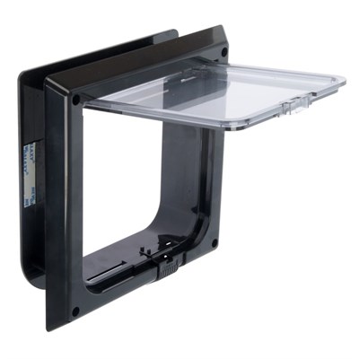 Дверца для кошек «БАРСИК», проём 145*145 мм, толщина двери 36-42 мм, чёрный - фото 2018328