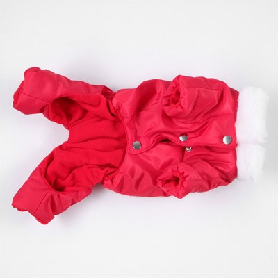 Комбинезон зимний с меховым воротником, M (ДС 24-26 см, ОШ 28 см, ОГ 34-36 см) красный - фото 2018498