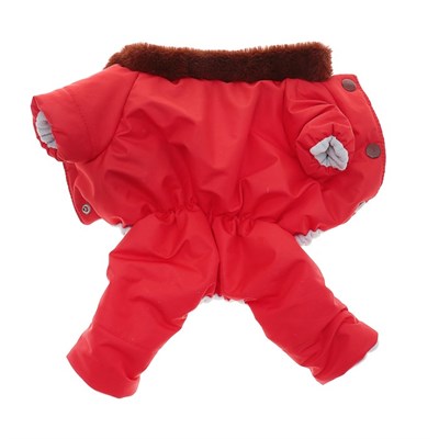 Комбинезон зимний с меховым воротником, M (ДС 24-26 см, ОШ 28 см, ОГ 34-36 см) красный - фото 2018502