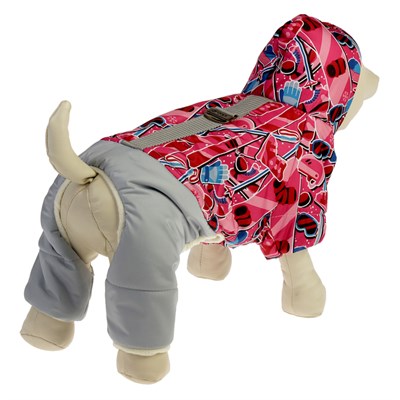Комбинезон для мопса и фран бульдога зимний, девочка, L ( дс 26-28 см, ог 46-48 см), микс - фото 2019520