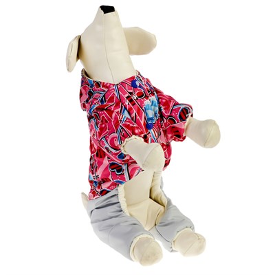 Комбинезон для мопса и фран бульдога зимний, девочка, L ( дс 26-28 см, ог 46-48 см), микс - фото 2019522