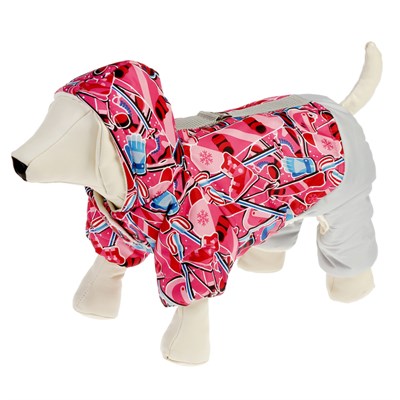 Комбинезон для мопса и фран бульдога зимний, девочка, XL (дс 28-30 см, ог 50-52 см), микс - фото 2019526