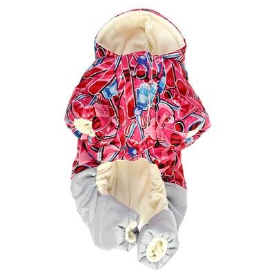 Комбинезон для мопса и фран бульдога зимний, девочка, XL (дс 28-30 см, ог 50-52 см), микс - фото 2019530