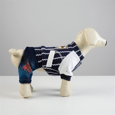 Комбинезон для собак, еврозима на меховом подкладе, XS (ОШ 18-22, ОГ 27-32, ДС 20 см), синий   43337 - фото 2019805