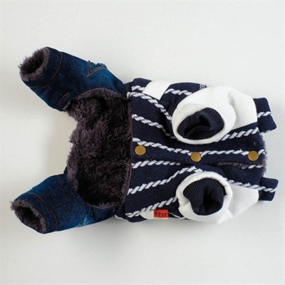 Комбинезон для собак, еврозима на меховом подкладе, XS (ОШ 18-22, ОГ 27-32, ДС 20 см), синий   43337 - фото 2019809