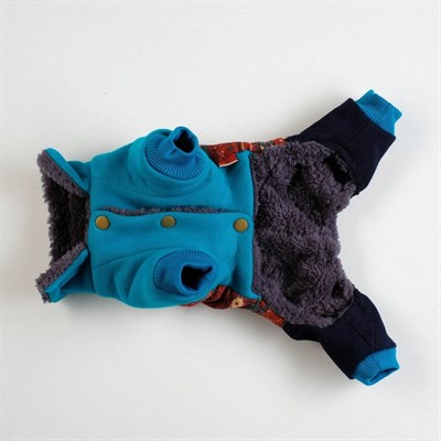 Комбинезон для собак, еврозима на меховом подкладе, XS (ОШ 18-22,ОГ 27-32,ДС 20 см), голубой   43337 - фото 2019815