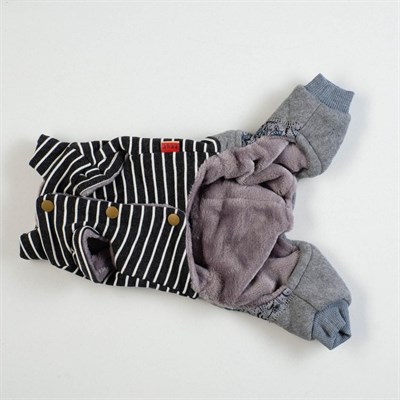 Комбинезон демисезонный на меховом подкладе, M (ОШ 26-30, ОГ 36-40, ДС 28 см), чёрный - фото 2019854