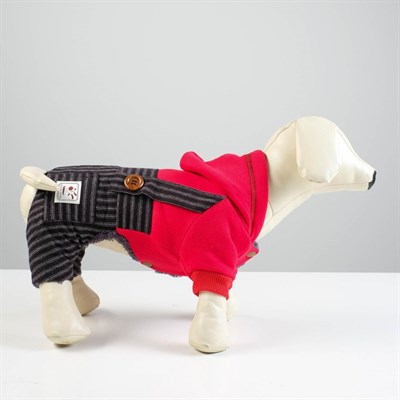 Комбинезон, еврозима на меховом подкладе, L (ОШ 29-34, ОГ 41-47, ДС 31 см), красно-черный - фото 2019945