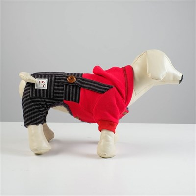 Комбинезон, еврозима на меховом подкладе, XL (ОШ 32-35, ОГ 46-53, ДС 35 см), красно-черный - фото 2019957