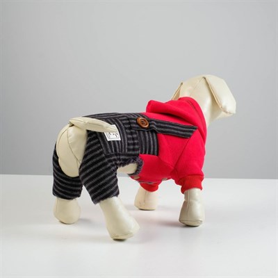 Комбинезон, еврозима на меховом подкладе, XL (ОШ 32-35, ОГ 46-53, ДС 35 см), красно-черный - фото 2019958