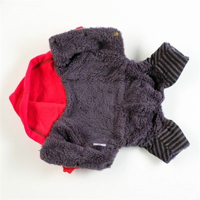 Комбинезон, еврозима на меховом подкладе, XL (ОШ 32-35, ОГ 46-53, ДС 35 см), красно-черный - фото 2019961