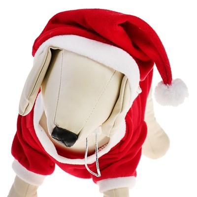 Костюм для собак Новогодний колпак + кофточка, XL (ДС 28-30 см, ОШ 32 см, ОГ 40-44 см) - фото 2020254