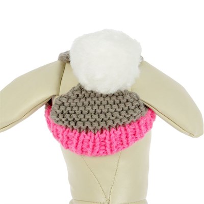 Вязаная шапочка с меховым помпоном , M-L, объем головы 28 см, высота шапки 9 см МИКС - фото 2021012