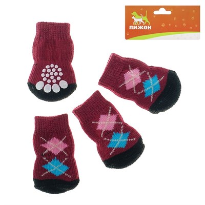 Носки нескользящие, размер S (2,5/3,5 х 6 см), набор 4 шт, микс расцветок для мальчика - фото 2021022