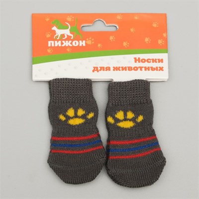 Носки нескользящие, размер  M (3/4 х 7 см), набор 4 шт, микс расцветок для мальчика - фото 2021034