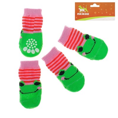 Носки нескользящие, размер L (3,5/5 х 8 см), набор 4 шт, микс расцветок для девочки - фото 2021058