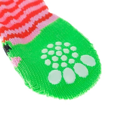 Носки нескользящие, размер L (3,5/5 х 8 см), набор 4 шт, микс расцветок для девочки - фото 2021059