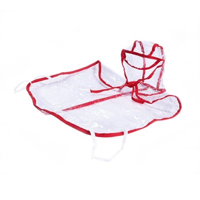 Дождевик с капюшоном для собак OSSO, р. 25 (ДС 25 см), прозрачный, окантовка микс цветов - фото 2021147