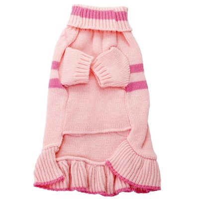 Платье вязаное с высоким горлом, ДС 20 см, розовое - фото 2021547