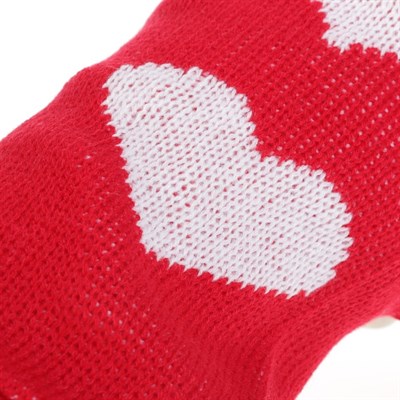 Свитер, размер 18 (по спинке 50 см, обхват груди 40 см), красный с сердечком - фото 2021617