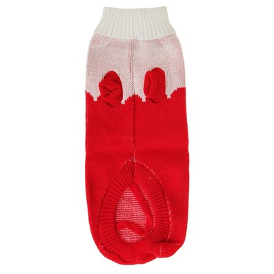 Свитер, размер 18 (по спинке 50 см, обхват груди 40 см), красный с сердечком - фото 2021619