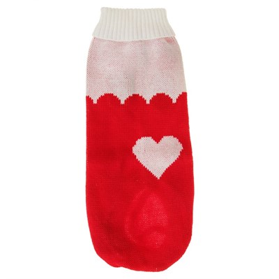 Свитер, размер 18 (по спинке 50 см, обхват груди 40 см), красный с сердечком - фото 2021620