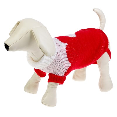 Свитер, размер 16 (по спинке 44 см, обхват груди 38 см), красный с сердечком - фото 2021629