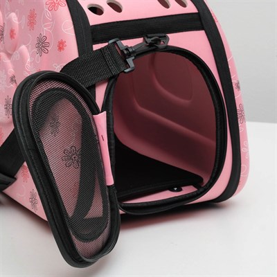 Складная сумка-переноска с отдельным входом, материал EVA, 43,5 х 28 х 33 см, розовая - фото 2022417