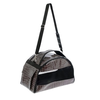 Сумка-переноска средняя полукруглая Зооник, кожзам "кроко", 40 х 21 х 25 см, микс - фото 2022597