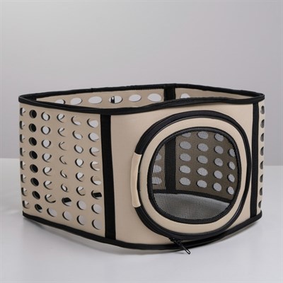 Складная сумка-переноска большая, материал EVA, 42,5 х 37,5 х 29,5 см, бежевая - фото 2022697