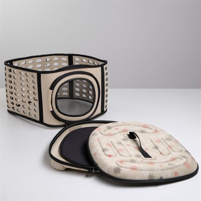 Складная сумка-переноска большая, материал EVA, 42,5 х 37,5 х 29,5 см, бежевая - фото 2022698