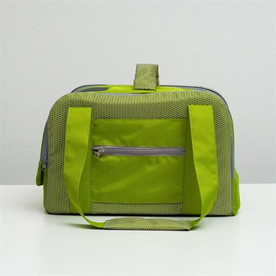 Сумка-переноска с карманом и креплением на чемодан, 40 х 20 х 25 см, зелёная - фото 2022885