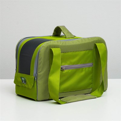 Сумка-переноска с карманом и креплением на чемодан, 40 х 20 х 25 см, зелёная - фото 2022886