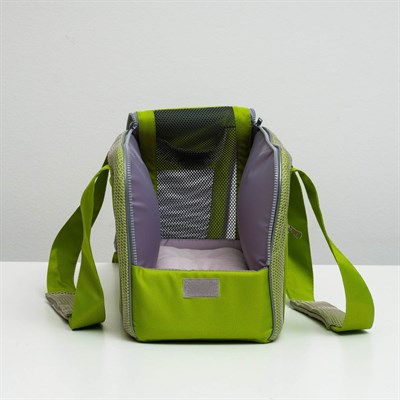 Сумка-переноска с карманом и креплением на чемодан, 40 х 20 х 25 см, зелёная - фото 2022888