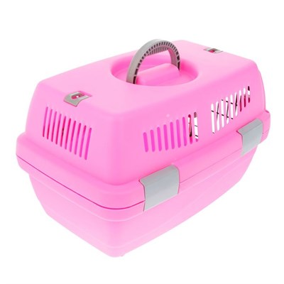 Переноска пластиковая "Неон", 48 х 32 х 29,5 см, вес животного до 5 кг, розовая - фото 2023095