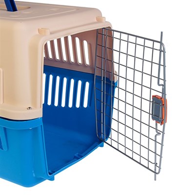 Переноска пластиковая VP-3 с замком, 68 х 47 х 46 см, синяя - фото 2023180