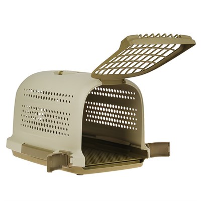 Переноска с пластиковой дверкой Soft, до 10 кг, с решеткой, коричневая - фото 2023202