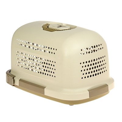 Переноска с пластиковой дверкой Soft, до 10 кг, с решеткой, коричневая - фото 2023203