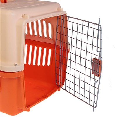 Переноска пластиковая VP-3 с замком, 68 х 47 х 46 см, оранжевая - фото 2023240