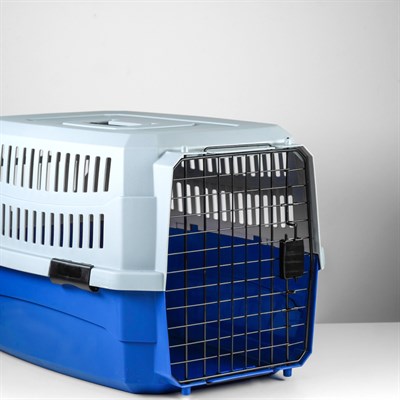 Переноска пластиковая 68 х 49 х 37, серо-синяя - фото 2023250